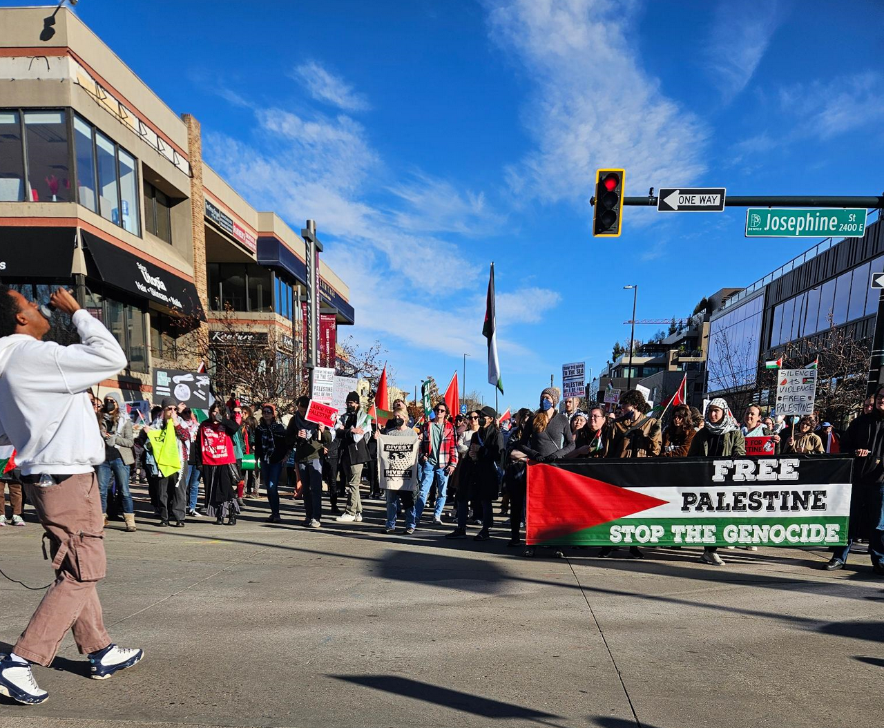 Palestine march at Cherry Creek Shopping Center Denver. | Staff/Fight Back! News Palestine march at Cherry Creek Shopping Center Denver. | Staff/Fight Back! News
