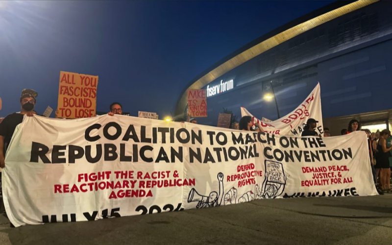 Protest at the Republican debates in Milwaukee.